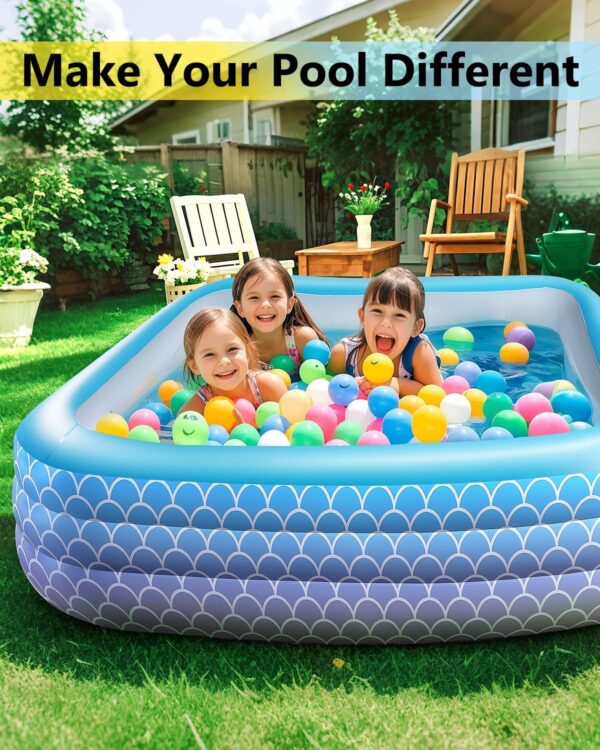 2025 Upgrade Inflatable Pool for Kids and Adults-120"*72"*22" Full-Sized Inflatable Swimming Pool Leakproof Blow Up Above Ground for Backyard Outdoor Garden Summer Water Party Blue - Image 2