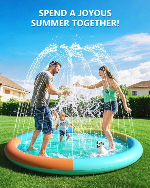 Non-Slip Splash Pad 77" Extra Large Sprinkler for Kids & Dogs Outdoor Inflatable Water Toys for Water Pad Back Yard Water Play for Kids or Pet Dog - Image 3
