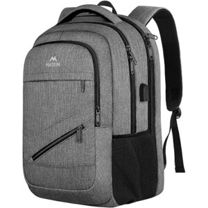 MATEIN Travel Laptop Backpack, 17 Inch Business Flight Approved Carry on Backpack, TSA Large Computer Bag for Men Women with USB Port and Trolley Sleeve, College School Tactical Book Bag, Grey