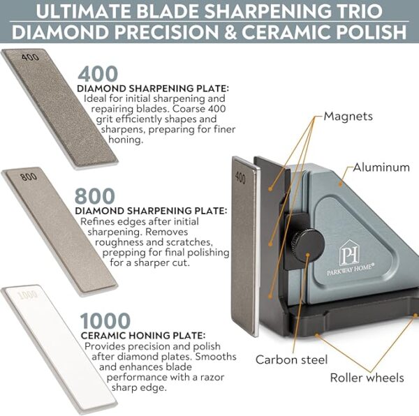 Rolling Knife Sharpener with Adjustable 10Â° to 40Â° Options and Adjustable Grinding Height, Knife Sharpener Kit, Roller Knife Sharpening System - Image 5