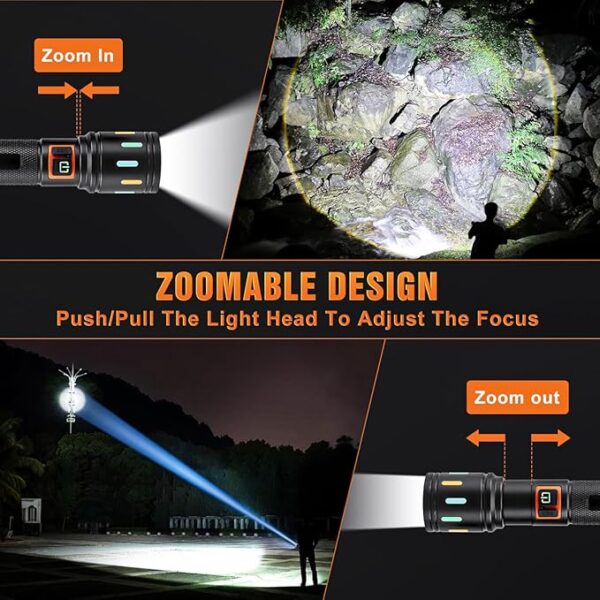 Super Bright Tactical Flashlight, LED Flashlights, High Powered 2000 Lumens with 3 Lighting Modes, Zoomable Waterproof Flash Lights for Emergency, Outdoor, Home, Camping, Hiking 2 Pack - Image 5