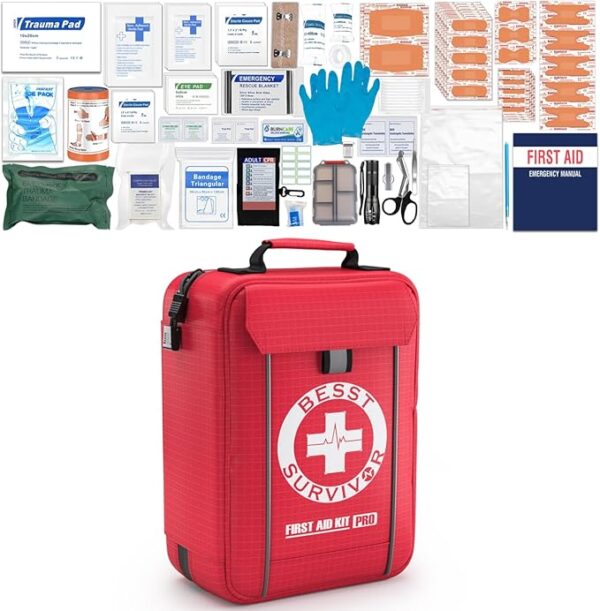 Comprehensive First Aid Kit -Labeled Compartments for Trauma & Emergencies, Compact Emergency Kits for Car, Boats, Camping, Hurricanes and Outdoor Emergencies Survival -265 Piece - Image 2