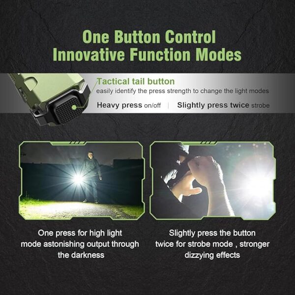 JETBeam E26 USB Rechargeable Flashlight,with Green Beam,UV Light and White LED Flashlight Combo Combo,1800 Lumens Portable Pocket Lights,Triple Sources for Outdoors Emergency Working(with Battery) - Image 5