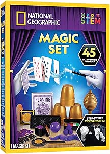 National Geographic Kids Magic Set - 45 Magic Tricks for Kids to Perform with Step-by-Step Video Instructions for Each Trick Provided by a Professional Magician, Toys for Boys and Girls