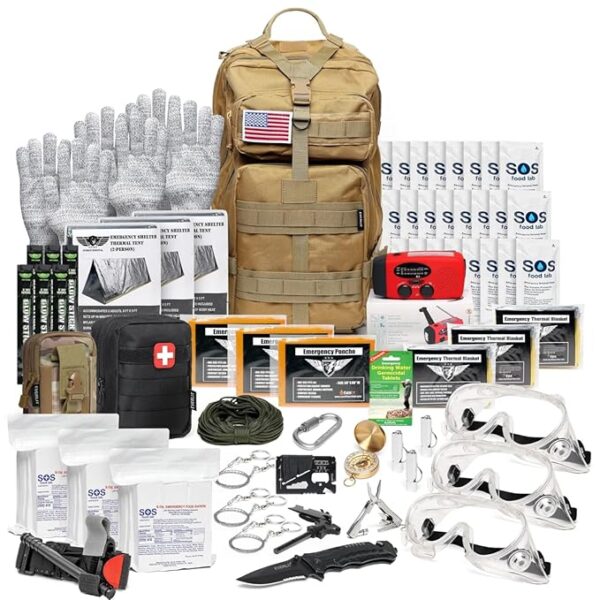 EVERLIT Complete 72 Hours Earthquake Bug Out Bag Emergency Survival Kit for Family. Be Prepared for Hurricanes, Floods, Tsunami, Other Disasters