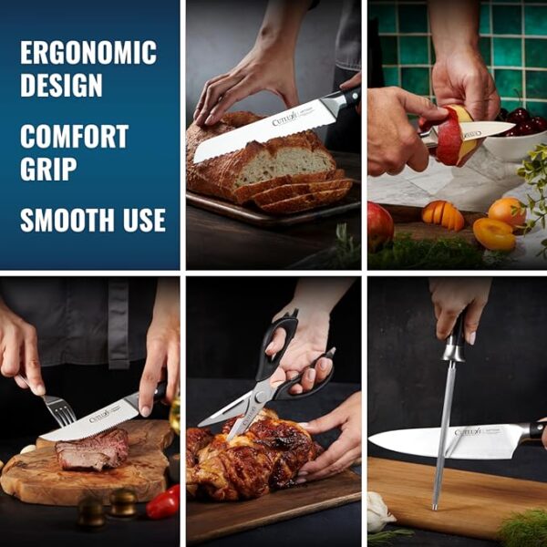 Cutluxe Knife Set with Block â 15-Piece Knife Set for Kitchen, Ultra Sharp High Carbon German Stainless Steel, Full Tang, Walnut Wood Block â Artisan Series - Image 6