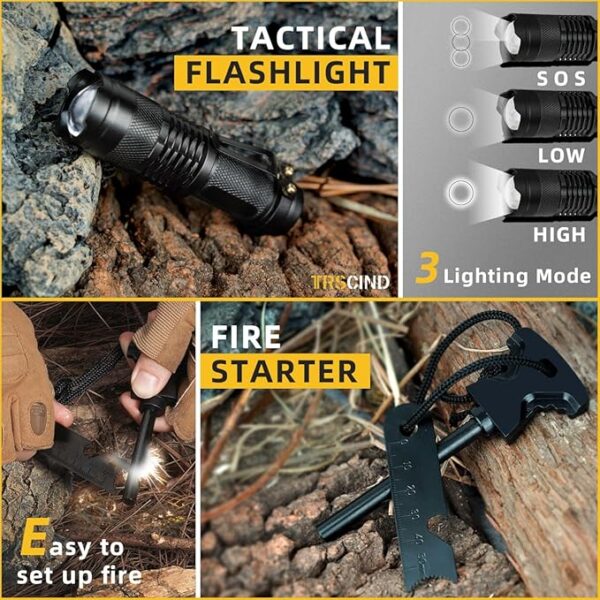 Gifts for Men Dad Husband - Fathers Day Anniversary Birthday Gifts Idea for Him Boyfriend Man - Survival Kit 14 in 1, Survival Gear and Equipment, Fishing Hunting Camping Accessories, Cool Gadgets - Image 3