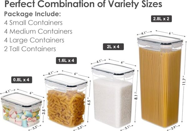 CHEFSTORY Airtight Food Storage Containers Set, 14 PCS Kitchen Storage Containers with Lids for Flour, Sugar and Cereal, Plastic Dry Food Canisters for Pantry Organization and Storage - Image 3