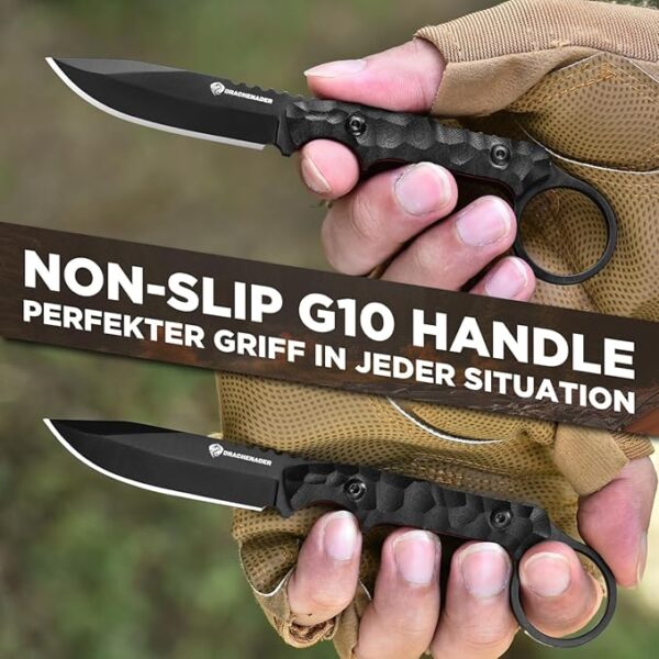 EDC Fixed Blade Knife with Sheath 7.08" Small Horizontal Carry Knifes with Kydex Sheath, Full Tang 5Cr13moV Stainless Steel, Black, Neck Knife, Men Gifts - Image 4
