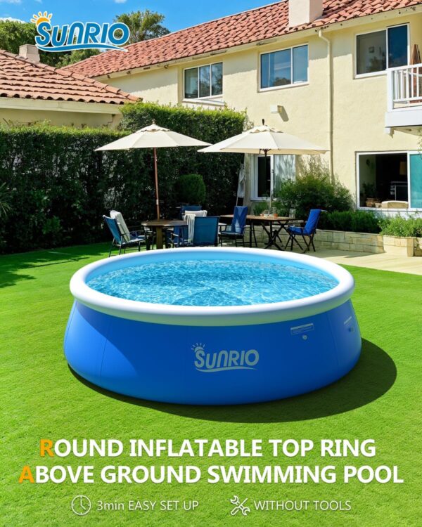 10'*30" Round Inflatable Top Ring Above Ground Swimming Pool Fast Easy to Set Up for Summer Outdoor Garden Backyard Childen Adults - Image 5