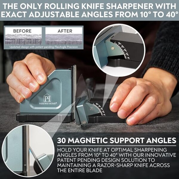 Rolling Knife Sharpener with Adjustable 10Â° to 40Â° Options and Adjustable Grinding Height, Knife Sharpener Kit, Roller Knife Sharpening System - Image 3