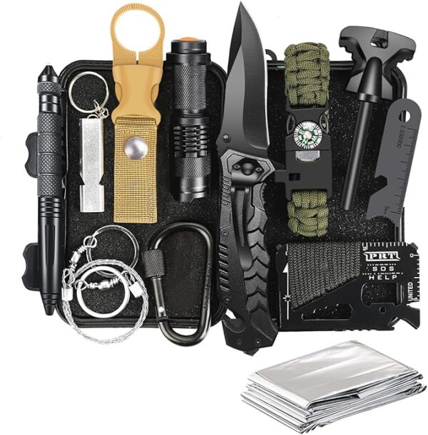 Gifts for Dad Men Husband Fathers Day, Survival Kit, Emergency Survival Gear and Equipment 14 in 1, Anniversary Birthday Gifts for Him Boyfriend, Hunting Fishing Camping Accessories, Cool Gadget - Image 2
