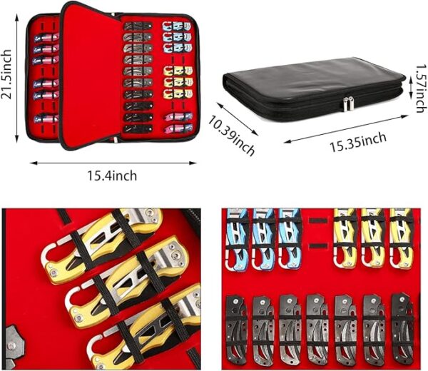 QEES Knife Case,Knife Display Case,Knife Storage,40 Slots Folding Knife Holder Organizer,Butterfly Pocket Knife Carrier,Knives Collection Protector For Men Survival Tactical Outdoor EDC Mini Knife - Image 5