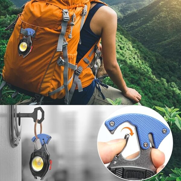 MAKDAK Cob Keychain Work Light 2PC Rechargeable EDC Keychain flashilight 7 Modes 1600Lumen high Lumen Flashlights for Emergencies Led Flashlight (Orange and Blue) - Image 4