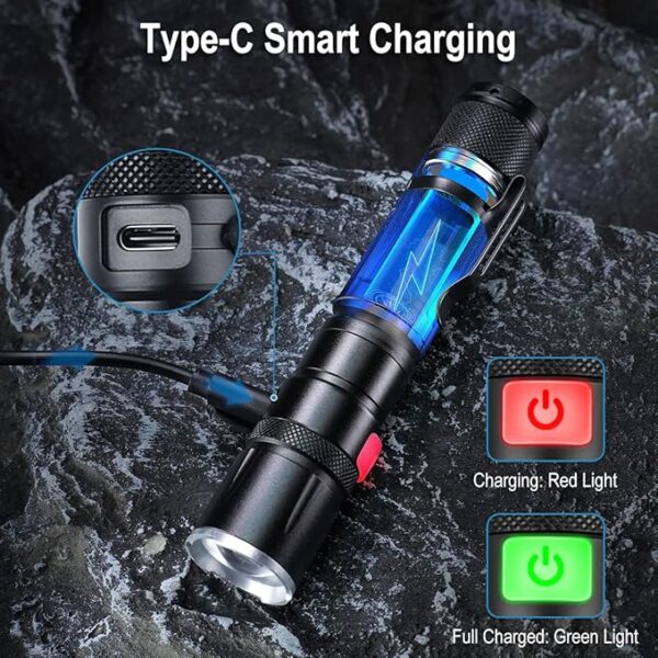 Rechargeable Flashlights, EDC Pocket Flashlight High Lumens with Clip, 5 Modes Super Bright Small Flash Light Powerful for Camping, Home, Emergencies - Image 6