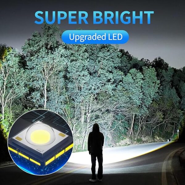 Rechargeable Flashlight High Lumens - 10000LM Powerful Tactical Flashlights with 4 Modes Zoomable LED Flashlight Waterproof Brightest Flash Light for Emergencies Camping Hiking Outdoor C1 - Image 3