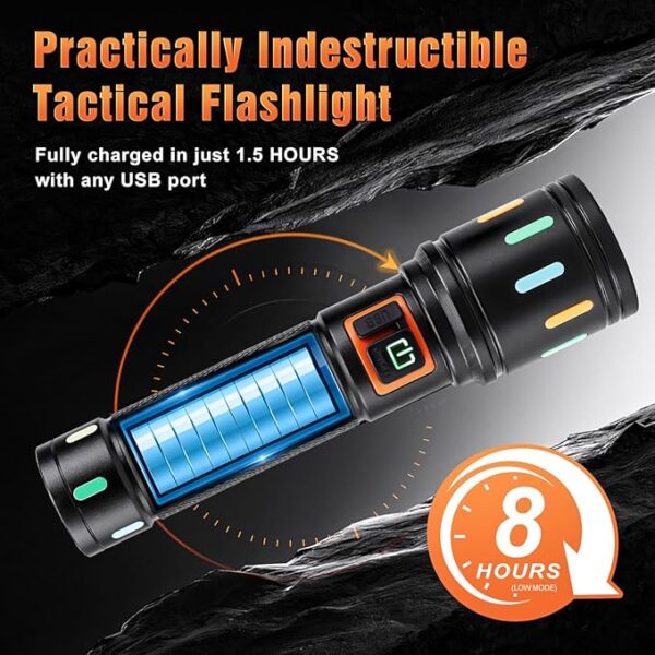 Super Bright Tactical Flashlight, LED Flashlights, High Powered 2000 Lumens with 3 Lighting Modes, Zoomable Waterproof Flash Lights for Emergency, Outdoor, Home, Camping, Hiking 2 Pack - Image 6