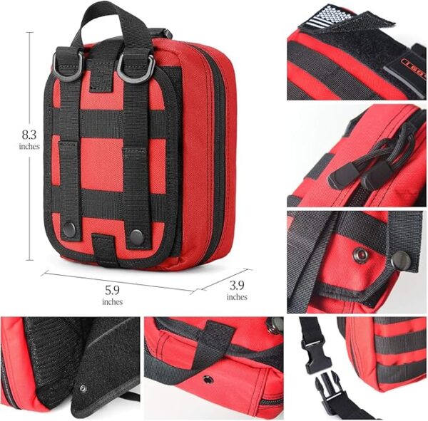 I GO Survival First Aid Kit, 251 Pieces Compact Tactical Trauma First Aid Bag, Molle Compatible Emergency Pouch for Outdoor Camping Hiking Backpacking and Travel - Image 3