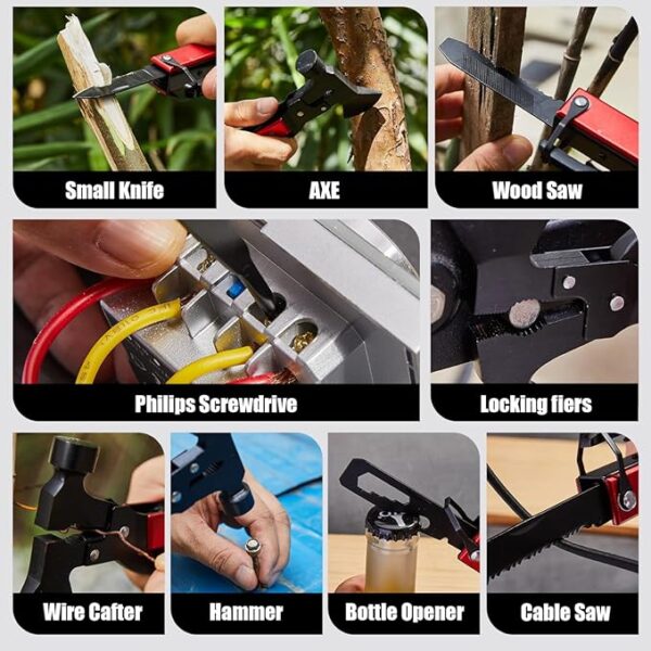 14-in-1 Multi Tools Hatchet Hammer Camping Gear, Multitool Hatchet Axe Camping Essentials for Camping Outdoor Survival Hiking (RedBlack) - Image 6