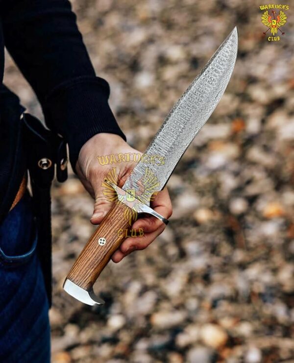 Damascus Fixed Blade Knife with Sheath - Handcrafted Full Tang Bowie Knife for Camping, and Survival - Premium Steel Construction - Includes Sheath - Image 5