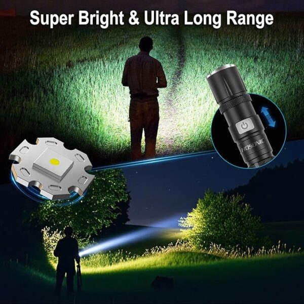 Rechargeable Flashlights, EDC Pocket Flashlight High Lumens with Clip, 5 Modes Super Bright Small Flash Light Powerful for Camping, Home, Emergencies - Image 4