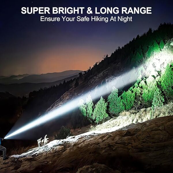 Flashlights High Lumens Rechargeable, Super Bright 1500 Meters Long Range Small Powerful Flashlight, 6 Modes LED Tactical Pocket Waterproof Flash Light for Home Emergency (2, Blue) - Image 3