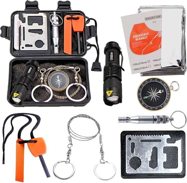 EMDMAK Survival Kit Outdoor Emergency Gear Kit for Camping Hiking Travelling or Adventures - Image 2