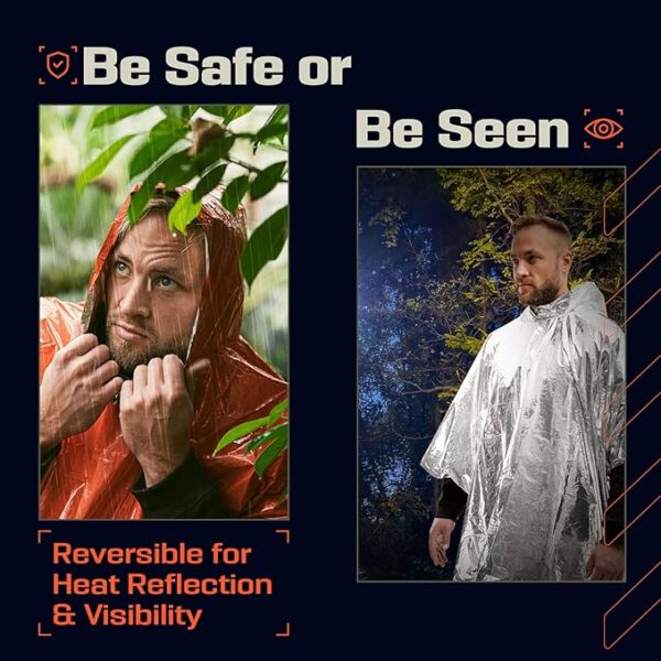 PREPARED4X Emergency Poncho and Mylar Blanket Liner - Waterproof, Wind-Resistant Outdoor Rain Poncho for Camping, Emergencies - Image 5