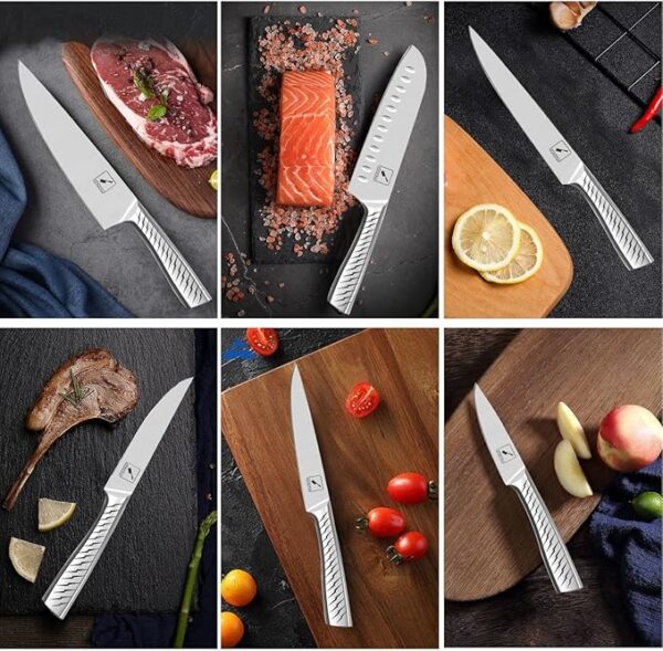 imarku Knife Set,14-Piece Knife Sets for kitchen with block,Premium One-Piece Kitchen Knife Set with Sharpener,High Carbon Stainless Steel Knives Set for Kitchen,Silver,Dishwasher Safe - Image 4