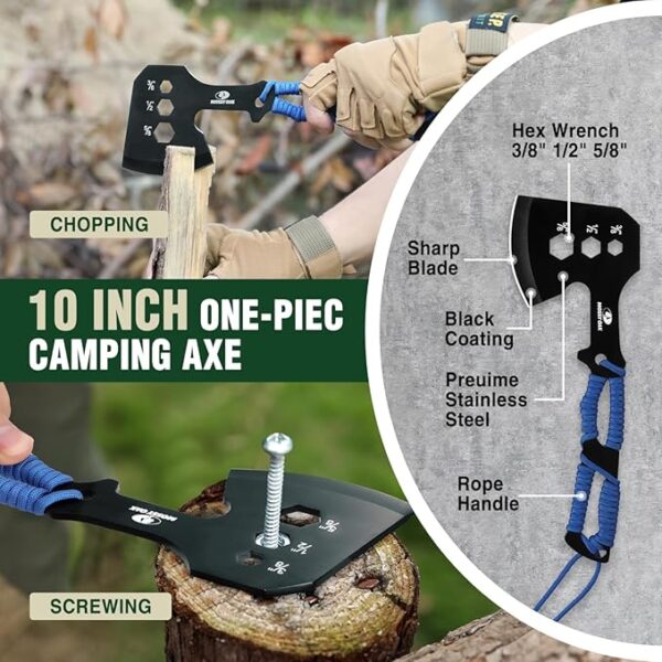 Mossy Oak Hatchet and Machete Knife Set with Sheath, One-Piece Axe & Hunting Knives with Paracord Handle, Zoomable Flashlight, Many Other Tools, Ideal Gift for Men Who Likes Hunting Outdoor Adventure - Image 5
