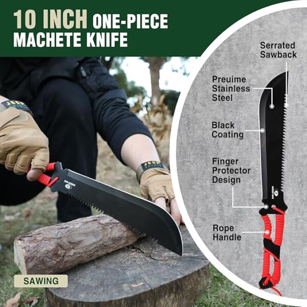 Mossy Oak Hatchet and Machete Knife Set with Sheath, One-Piece Axe & Hunting Knives with Paracord Handle, Zoomable Flashlight, Many Other Tools, Ideal Gift for Men Who Likes Hunting Outdoor Adventure - Image 6