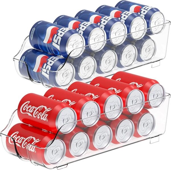 Simple Houseware Soda Can Organizer for Pantry / Refrigerator, Clear, Set of 2 - Image 2